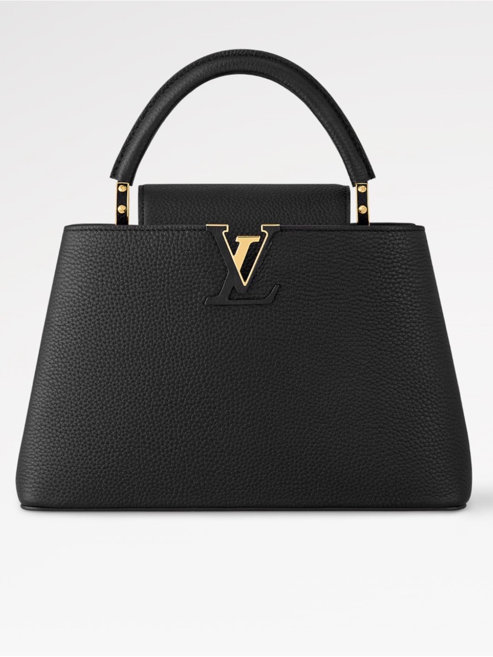 Louis Vuitton Black Leather Top-Handle Shoulder Bag with Gold Hardware